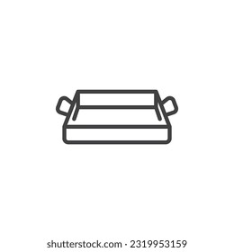 Oven tray line icon. linear style sign for mobile concept and web design. Baking tray outline vector icon. Symbol, logo illustration. Vector graphics