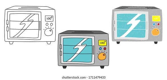 oven vector design. black and white. digital hand drawn. grain texture