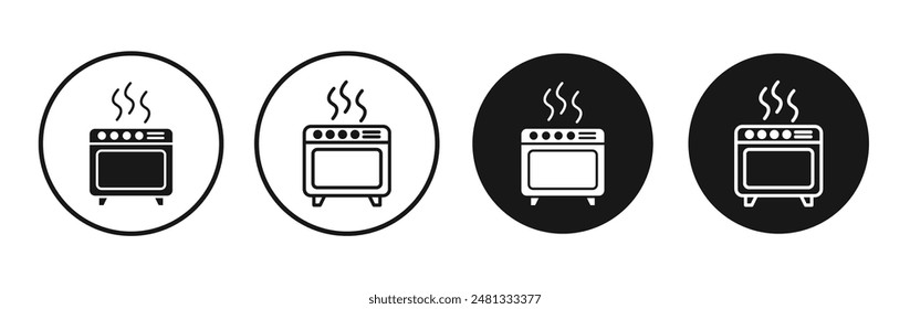 Ofen Vektorgrafik Icon Set schwarz gefüllt und umrissen Stil.