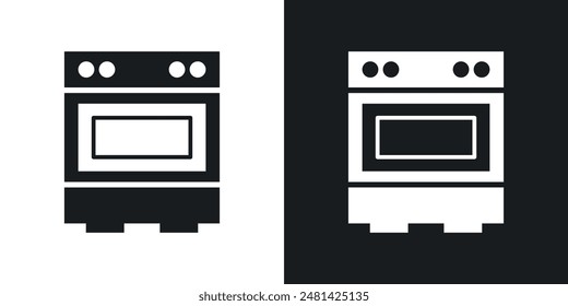 Oven vector icon set in black color.