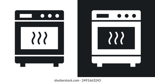 Oven vector icon set in solid style.