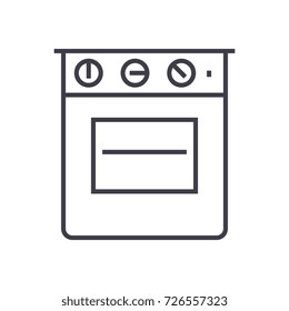 oven vector line icon, sign, illustration on background, editable strokes