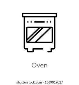 oven vector line icon. Simple element illustration. oven outline icon from furniture concept. Can be used for web and mobile