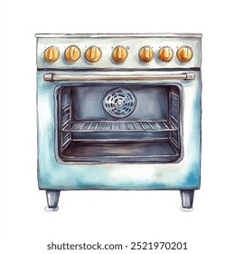 Clipart aquarela de forno isolado fundo branco 