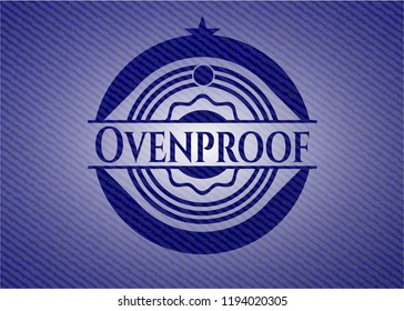 Ovenproof emblem with denim high quality background