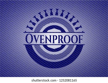 Ovenproof emblem with jean background