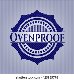 Ovenproof emblem with jean background