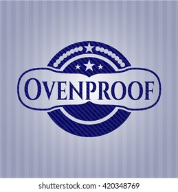 Ovenproof emblem with jean texture