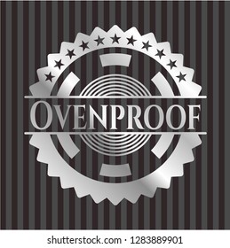 Ovenproof silvery shiny emblem