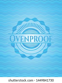 Ovenproof sky blue water wave badge. Vector Illustration. Detailed.