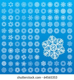 Over 100 beautiful different snowflakes