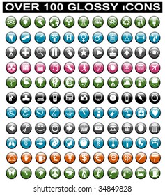 Over 100 Glossy Icons