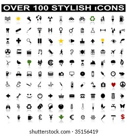 Over 100 Stylish Icons with Shadow Reflections