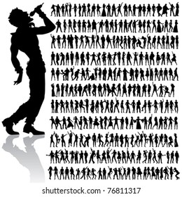 over 200 vector handmade dancing and singing peoples silhouettes