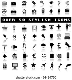 Over 50 Stylish Icons with Shadow Reflections