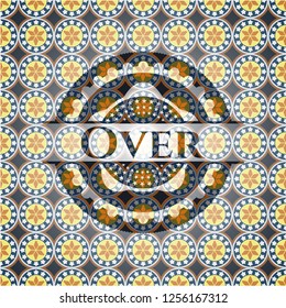 Over arabic emblem background. Arabesque decoration.