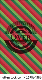 Over christmas colors style badge. Vector Illustration. Detailed.