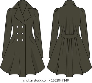 over coat for women vector template pattern