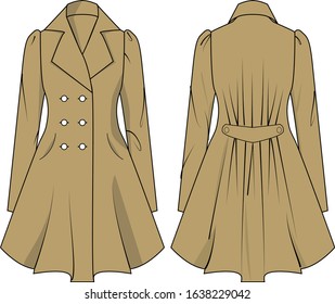 over coat for women vector template pattern