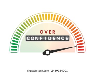 Over confidence speedometer. Speedometer concept. Vector illustration.	