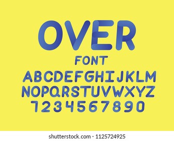 Over cursive font. Vector alphabet letters and numbers. Typeface design. 