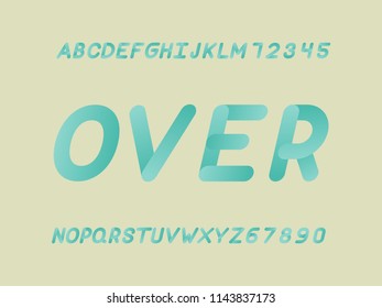 Over font. Vector alphabet letters and numbers. Typeface design. 