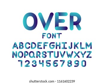 Over font. Vector alphabet letters and numbers. Typeface design. 
