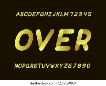 Over font. Vector alphabet letters and numbers. Typeface design. 