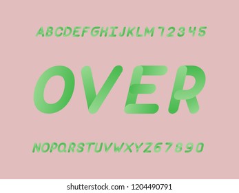 Over font. Vector alphabet letters and numbers. Typeface design. 
