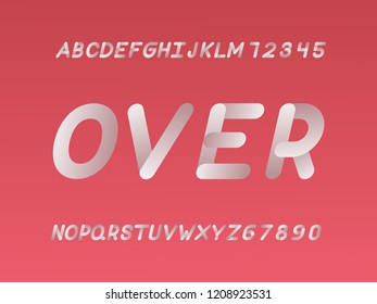 Over font. Vector alphabet letters and numbers. Typeface design. 
