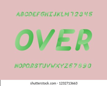 Over font. Vector alphabet letters and numbers. Typeface design. 
