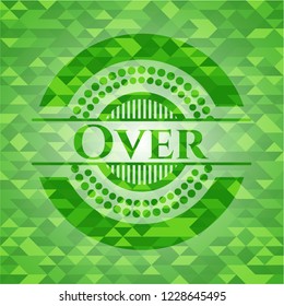 Over green emblem with triangle mosaic background