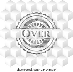 Over grey emblem. Retro with geometric cube white background