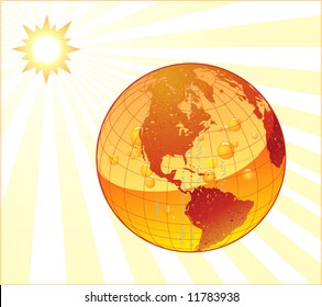 Over heated earth with the oceans boiling and the continents 'sweating'.