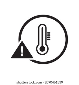 Over high temperature warning icon symbol illustration