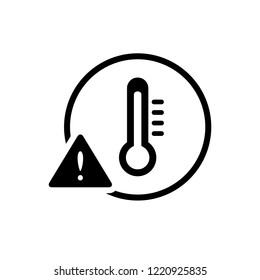 Over high temperature warning sign / icon, simple protection graphic flat design concept vector for app ads label logo web banner button ui ux interface elements isolated on white background