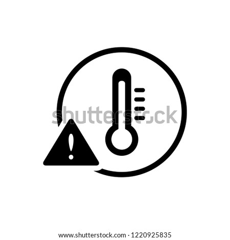 Over high temperature warning sign / icon, simple protection graphic flat design concept vector for app ads label logo web banner button ui ux interface elements isolated on white background