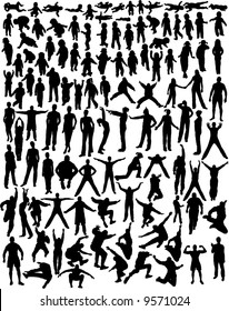 over hundred very detailed silhouettes of baby, kids, girl, boy, woman and man moving, standing, doing everything....