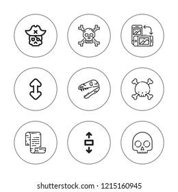 Over icon set. collection of 9 outline over icons with flip, skull icons. editable icons.