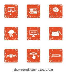 Over icons set. Grunge set of 9 over vector icons for web isolated on white background