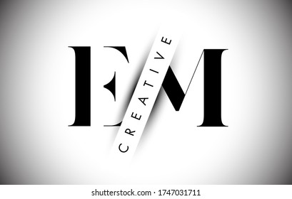 Over layered Text EM E M Letter Logo with Creative Shadow Cut Vector Illustration Design.