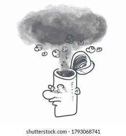 caricatura de caricatura de caricatura de caricatura de cerebro de carga excesiva, ilustración vectorial.