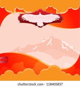 Over the mountain landmark vector background