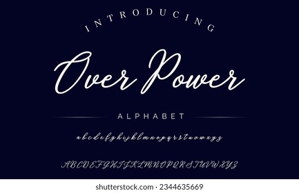 Over Power Hand drawn vector alphabet. Script font. Isolated letters written with marker, ink. Calligraphy, lettering.