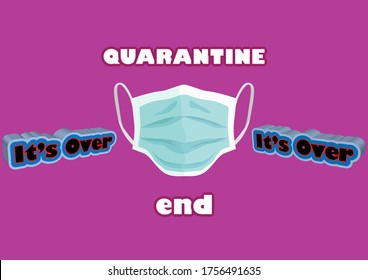 It's over Quarantine End of Covid-19 end of pandemic (typography design logo Vector illustration. Infographic Dangerous cell Bacteria Icon from Wuhan China