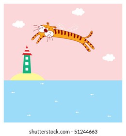 over sea tiger angel vacation
