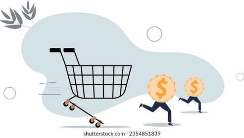 Over spending, consumerism or payment for expensive shopping cost causing debt and financial problem concept.flat vector illustration.