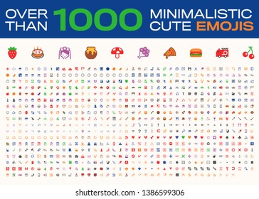 Over Than 1000 Minimalistic Cute Emojis, All Type Emoticons, Vector Icons