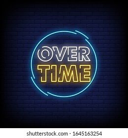 Over Time Neon Signs Style Text Vector