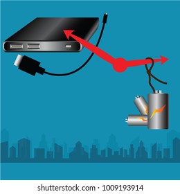 Over time,remember somethings in past,Battery - vector, Illustration